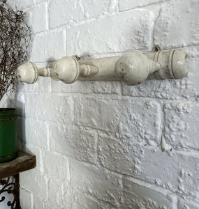 French vintage white wooden painted coat hooks
