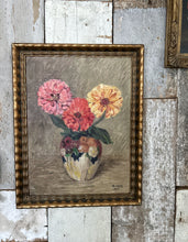 Load image into Gallery viewer, French antique 1928 Floral still life oil painting on board framed