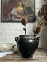 Load image into Gallery viewer, A French black glazed antique confit pot