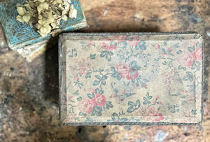 French antique floral fabric covered keepsake box