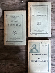 Bundle of 3 French antique literary paper back books Alexandre Dumas