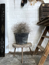 Load image into Gallery viewer, A Vintage French Industrial factory workshop wooden stool with metal tripod legs