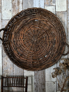French antique large wicker fruit drying harvesting basket