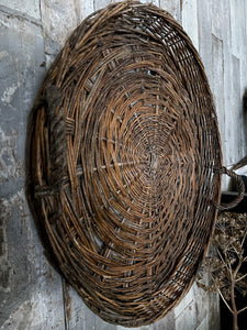 French antique large wicker fruit drying harvesting basket