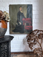 Load image into Gallery viewer, French late 19th Century Antique society lady oil painting portrait on canvas