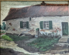Load image into Gallery viewer, French Vintage naive 1946 landscape oil painting on canvas framed