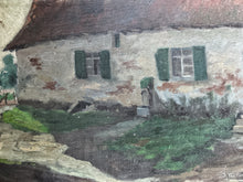 Load image into Gallery viewer, French Vintage naive 1946 landscape oil painting on canvas framed