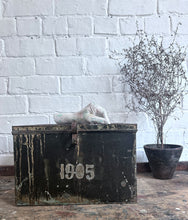 Load image into Gallery viewer, French pressed metal dated numbered 1905 deed storage box
