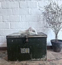 Load image into Gallery viewer, French pressed metal dated numbered 1911 deed storage box