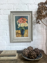 Load image into Gallery viewer, French vintage Mid Century floral still life oil painting on canvas dated 1946