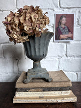 Load image into Gallery viewer, French vintage blue cast iron fluted garden urn