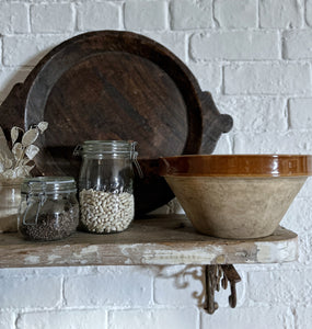 A Vintage french farmhouse style terracotta mixng kitchen bowl