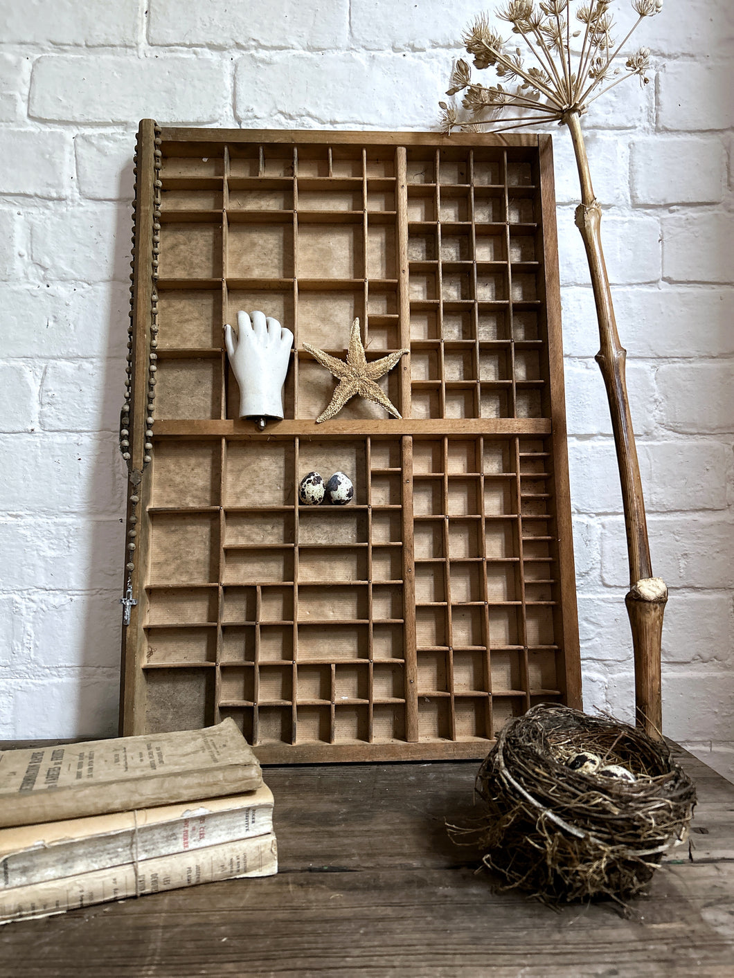 A Vintage french wooden letter press printers tray