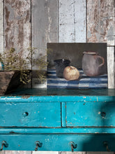 Load image into Gallery viewer, French vintage still life oil painting on wooden board