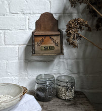 Load image into Gallery viewer, An antique French wooden wall hung Salt box