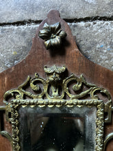 Load image into Gallery viewer, French Antique wooden &amp; brass Girondole wall mirror candle sconce