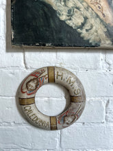 Load image into Gallery viewer, Georgian antique 1808 HMS Caledonia Ship souvenir Wooden hand painted lifebouy