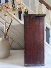 Load image into Gallery viewer, Georgian antique mahogany table top chest of drawers with inlaid bone escutcheons