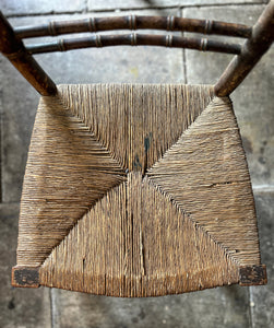 A Georgian antique faux bamboo painted  rush seat chair