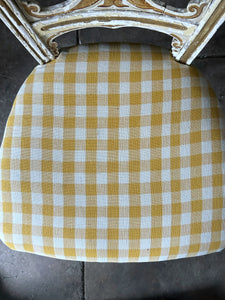 Gustavian style Trompe L'oeil hand painted chair with yellow gingham seat