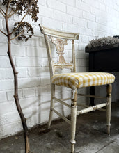 Load image into Gallery viewer, Gustavian style Trompe L&#39;oeil hand painted chair with yellow gingham seat