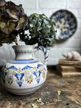 Load image into Gallery viewer, Hand painted Vintage Spanish studio pottery jug pitcher with plaited handle