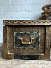 Load image into Gallery viewer, Hardwood Camphorwood brass metal studded Zanzibar spice chest with 3 drawers