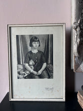 Load image into Gallery viewer, Harry Morley 1930's girl with doll original book plate print in vintage frame