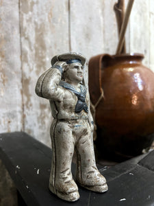 Hubley world war I toy sailor cast iron money box