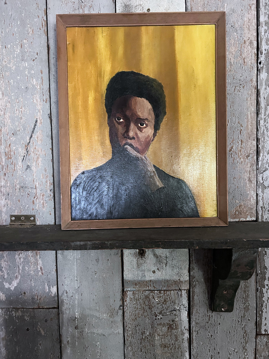 Mid 20th Century framed oil painting portrait on board