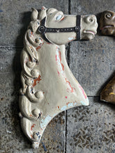 Load image into Gallery viewer, Pair of Antique Catalonian, Spanish, Wooden carved carnival horses heads.