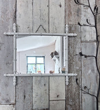 Load image into Gallery viewer, Vintage French White Oxford cross faux bamboo mirror