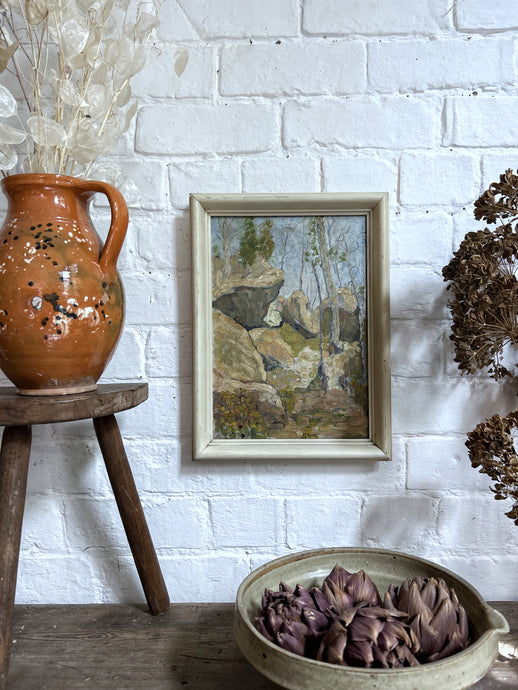 A vintage abstract landscape impasto oil painting
