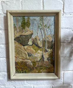 A vintage abstract landscape impasto oil painting