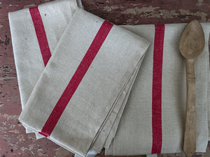 Vintage French dead stock unused large linen tea towel