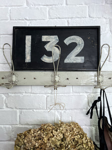 Vintage wooden British sports score sign numbers 132