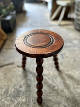 Load image into Gallery viewer, A small French vintage round 3 legged bobbin stool