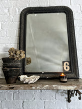 Load image into Gallery viewer, A vintage French black Louis Philippe over mantle mirror