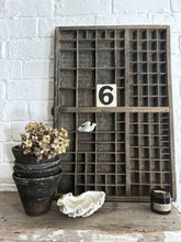 Load image into Gallery viewer, A vintage black painted wooden letter press printers drawer