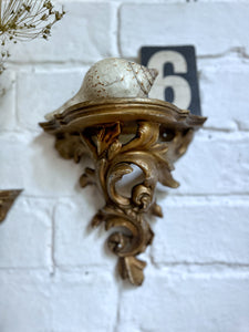 A Vintage pair of gilded Florentine rococo style wall brackets