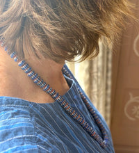 Load image into Gallery viewer, Venetian antique glass trade beads blue red starburst faceted design