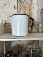 Load image into Gallery viewer, A small vintage enamel kitchen jug with measurements inside