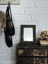 Load image into Gallery viewer, AN ANTIQUE SMALL DECORATIVE DARK WODEN WALL MIRROR