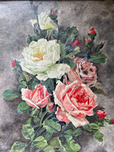 Load image into Gallery viewer, An antique early 20th Century still life floral oil painting on canvas in gilt frame
