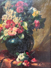 Load image into Gallery viewer, An antique small Still life oil painting on canvas floral flowers