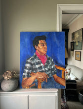 Load image into Gallery viewer, Vintage male portrait oil painting on canvas