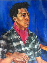 Load image into Gallery viewer, Vintage male portrait oil painting on canvas
