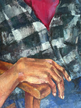 Load image into Gallery viewer, Vintage male portrait oil painting on canvas