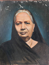 Load image into Gallery viewer, Indian lady in black sari vintage portrait painting