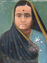 Load image into Gallery viewer, Indian lady in blue sari &amp; bindi portrait painting